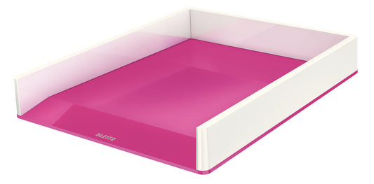 Leitz WOW Dual Colour Letter Tray A4/Foolscap Portrait White/Pink 53611023 - NWT FM SOLUTIONS - YOUR CATERING WHOLESALER