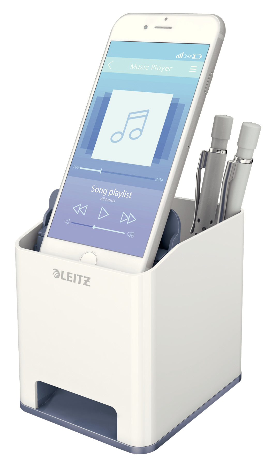 Leitz WOW Dual Colour Sound Pen Holder White/Grey 53631001