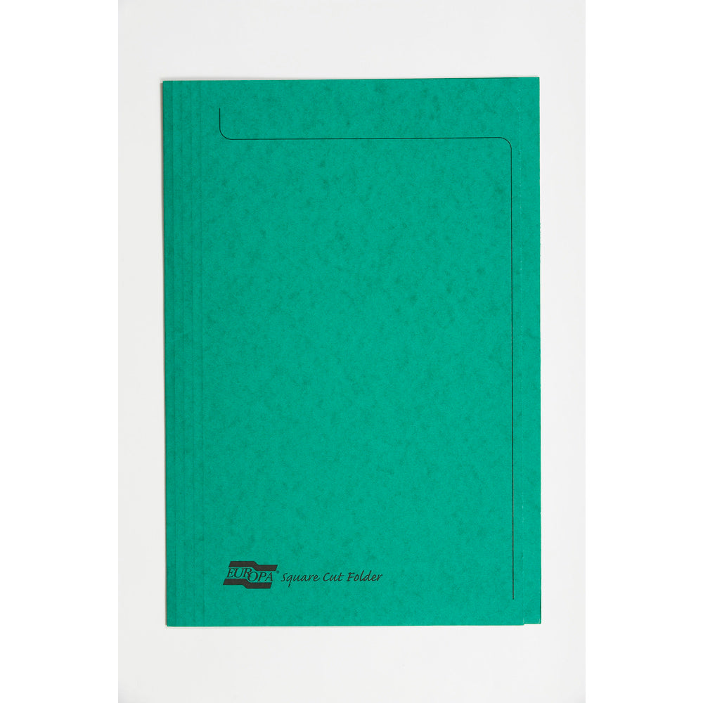 Europa Square Cut Folder Pressboard A4 265gsm Green (Pack 50) - 4823Z - NWT FM SOLUTIONS - YOUR CATERING WHOLESALER