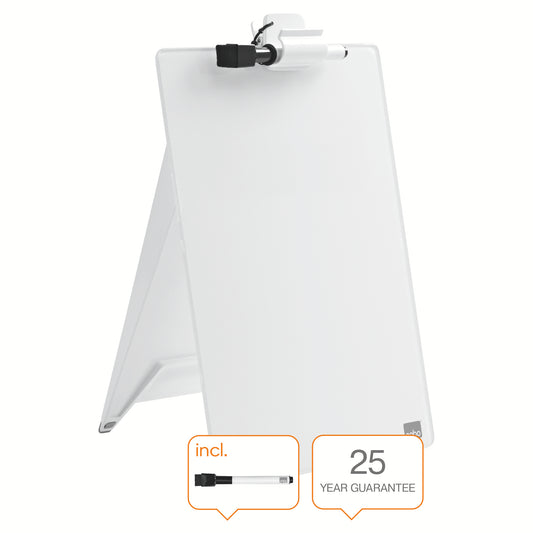 Nobo Desktop Whiteboard Easel Glass Non Magnetic 216x297mm Brilliant White 1905173 - NWT FM SOLUTIONS - YOUR CATERING WHOLESALER