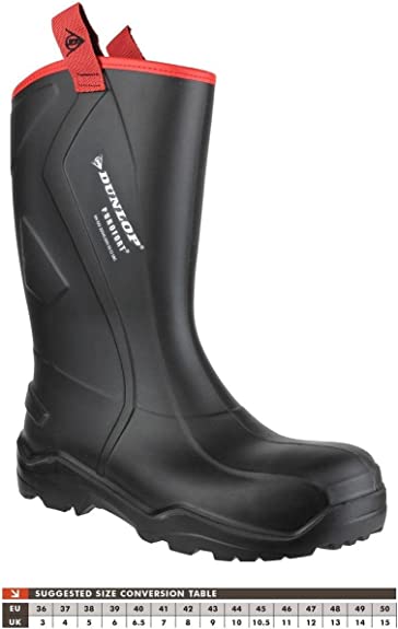 Dunlop Purofort Plus Rugged Full Safety Black Size 7 Boots - NWT FM SOLUTIONS - YOUR CATERING WHOLESALER