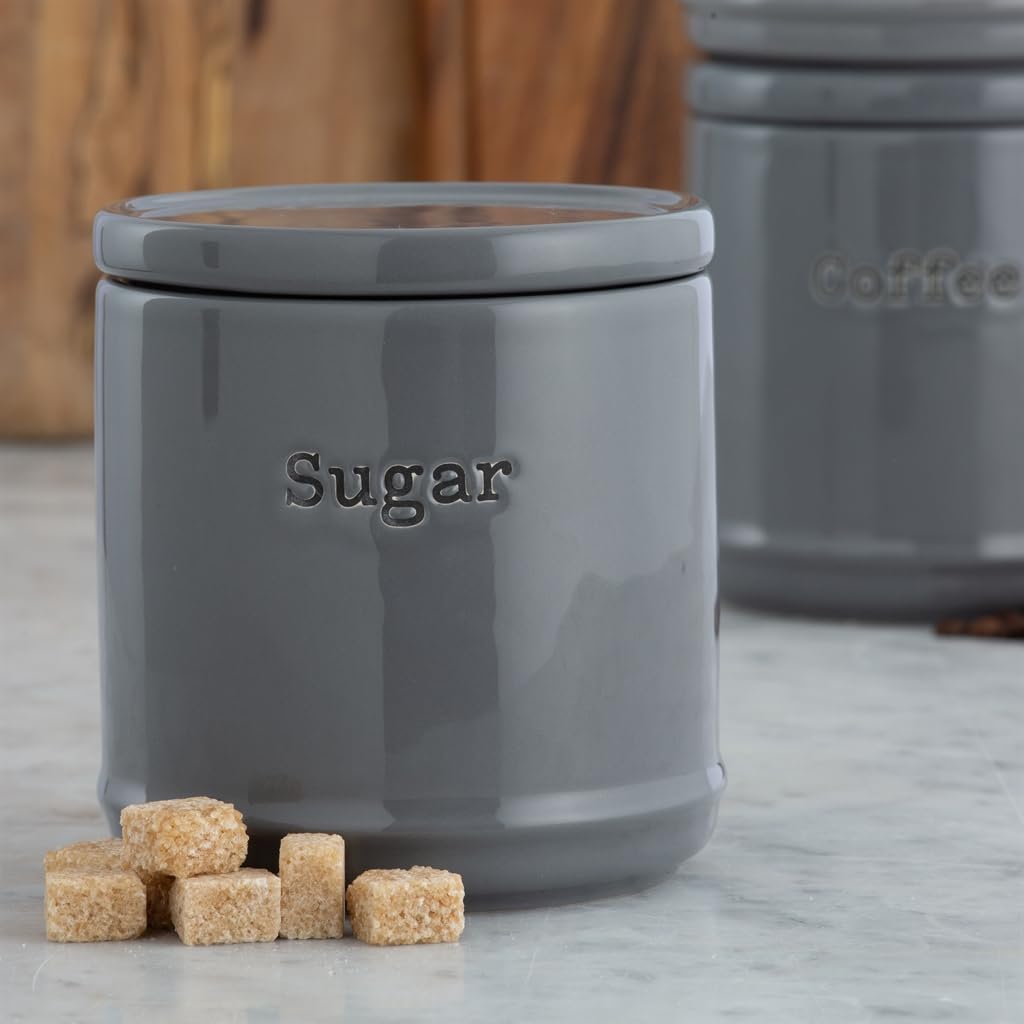 Accents Tea/Coffee/Sugar Canisters Set in CHARCOAL