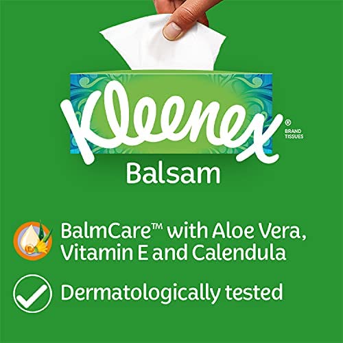 Kleenex Balsam Facial Tissues 64 Tissues Box, For Everyday Use Aloe Vera