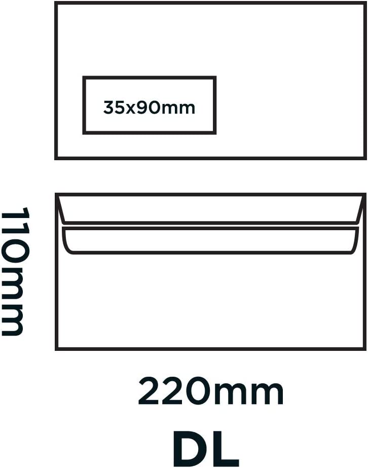 Purely Everyday DL White Windowed Press Seal Envelopes 1000's