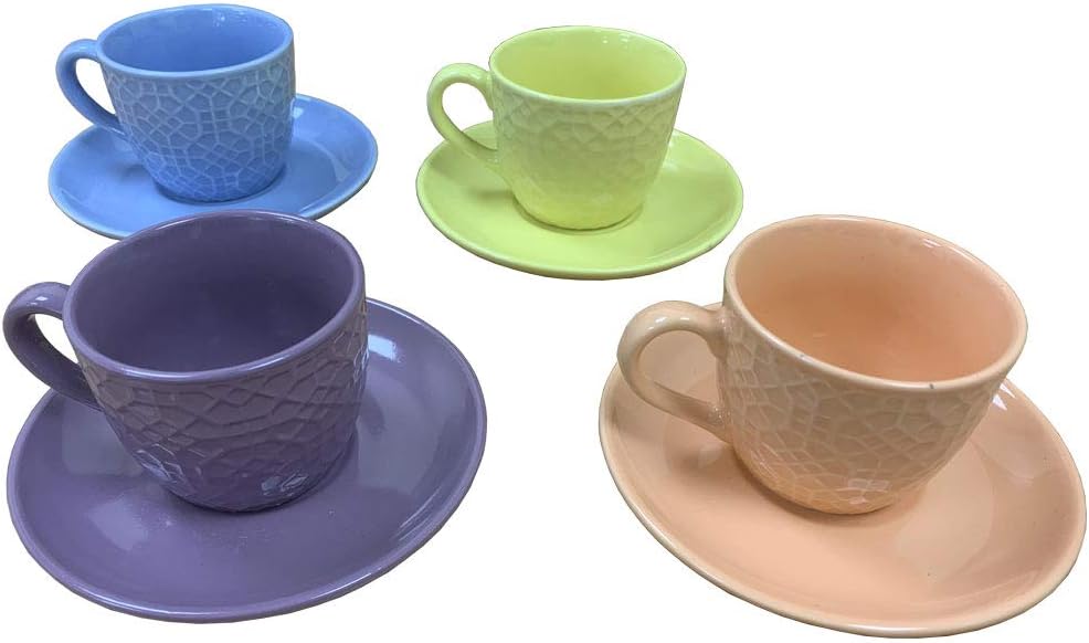 3oz Fixtures Colours Cup, Saucer & Stand 8 Piece Set