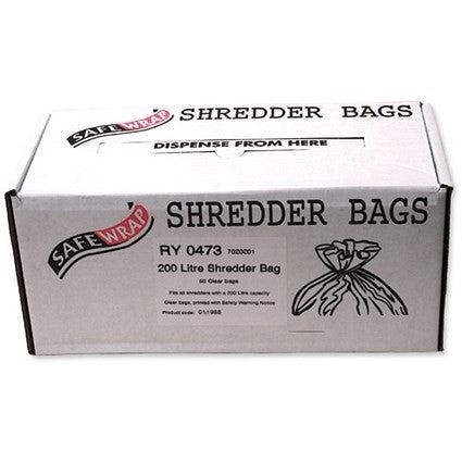 Safewrap RY Shredder Bag 200 Litre Pack 50's - NWT FM SOLUTIONS - YOUR CATERING WHOLESALER