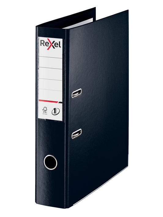 Rexel Choices Lever Arch File Polypropylene Foolscap 75mm Spine Width Black (Pack 10) 2115511 - NWT FM SOLUTIONS - YOUR CATERING WHOLESALER