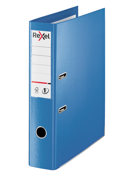 Rexel Choices Lever Arch File Polypropylene Foolscap 75mm Spine Width Blue (Pack 10) 2115512 - NWT FM SOLUTIONS - YOUR CATERING WHOLESALER