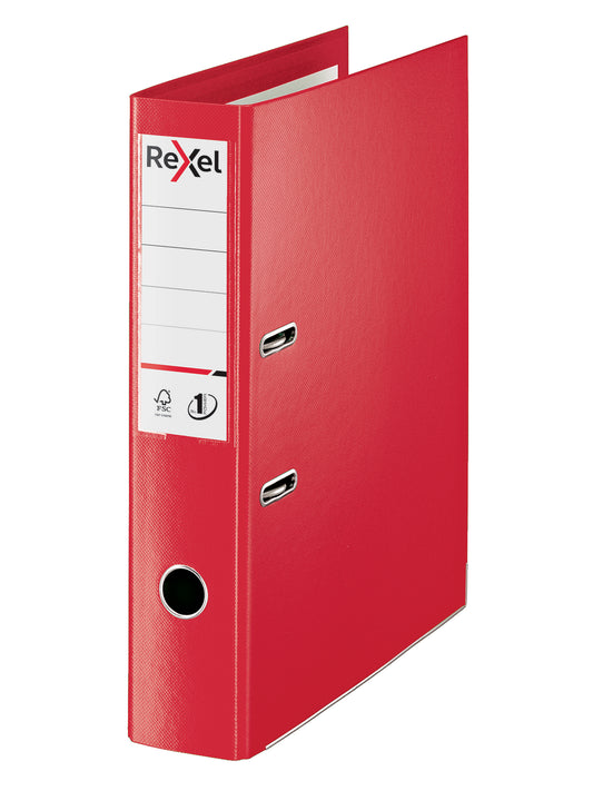 Rexel Choices Lever Arch File Polypropylene Foolscap 75mm Spine Width Red (Pack 10) 2115513 - NWT FM SOLUTIONS - YOUR CATERING WHOLESALER