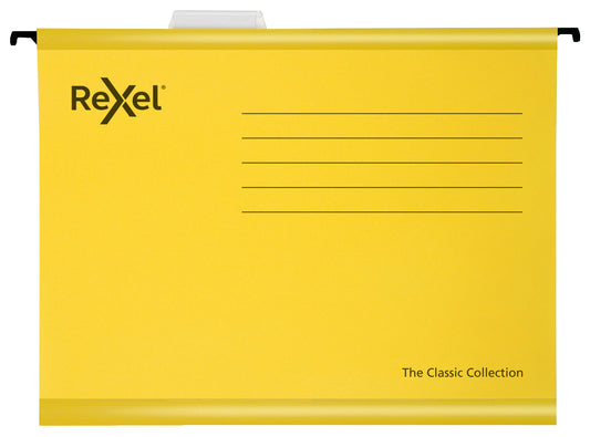 Rexel Classic A4 Suspension File Card 15mm V Base Yellow (Pack 25) 2115588 - NWT FM SOLUTIONS - YOUR CATERING WHOLESALER