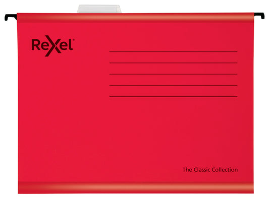 Rexel Classic A4 Suspension File Card 15mm V Base Red (Pack 25) 2115589 - NWT FM SOLUTIONS - YOUR CATERING WHOLESALER