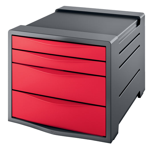 Rexel Choices Drawer Cabinet (Grey/Red) 2115610 - NWT FM SOLUTIONS - YOUR CATERING WHOLESALER