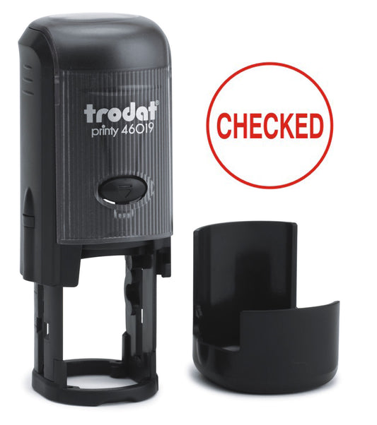 Trodat Printy 46019 Self Inking Word Stamp CHECKED 19mm Diameter Red Ink - 54292 - NWT FM SOLUTIONS - YOUR CATERING WHOLESALER