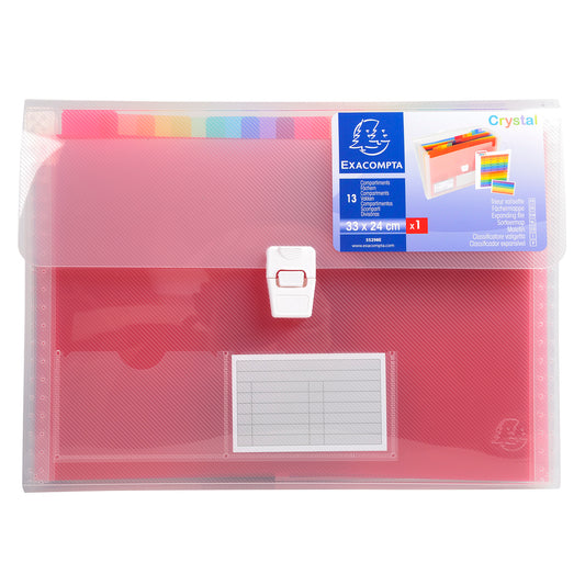 Exacompta Expanding File Polypropylene 330x250mm 13 Pocket Clear - 55298E - NWT FM SOLUTIONS - YOUR CATERING WHOLESALER