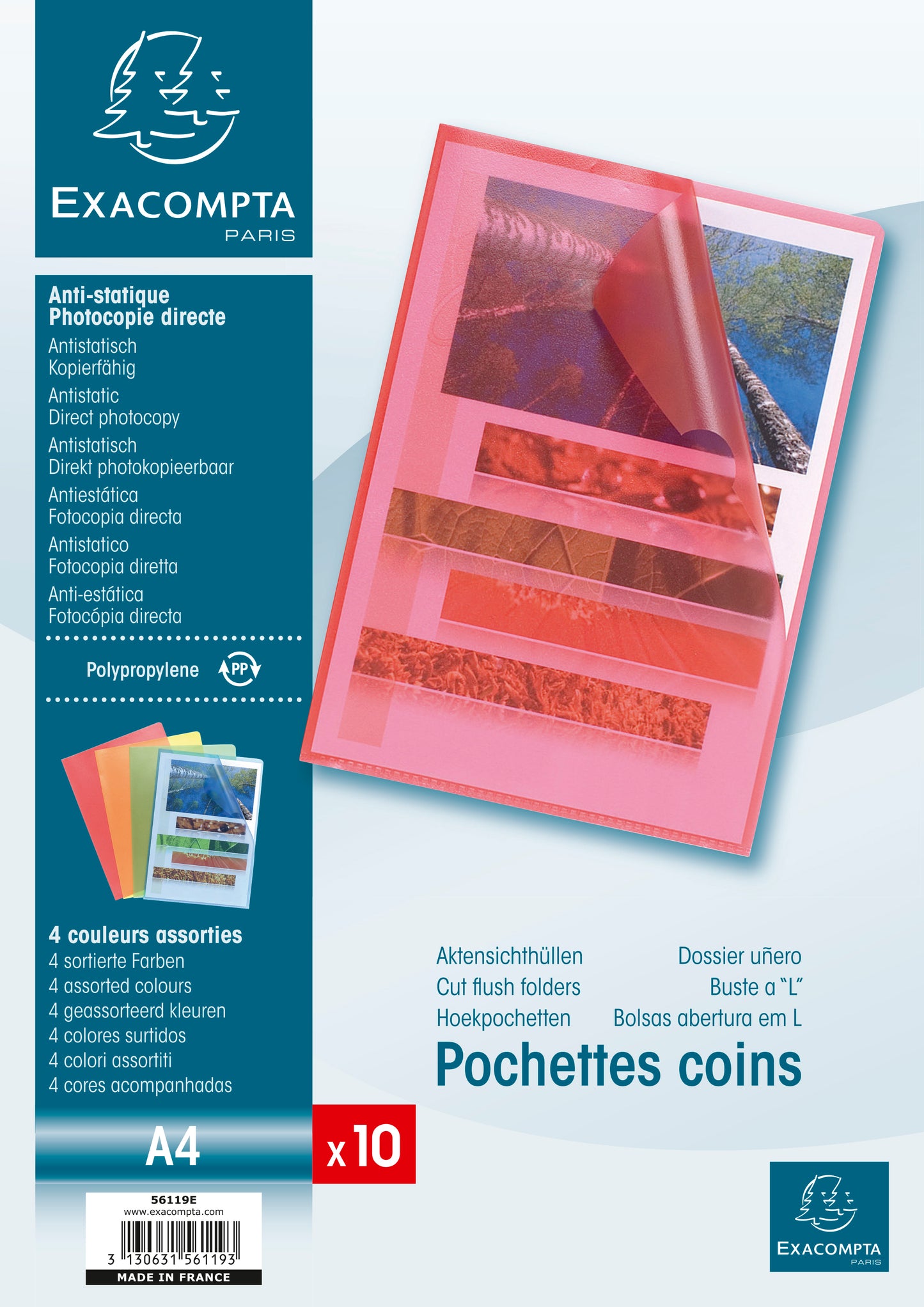 ValueX Cut Flush Folder A4 Grain Polypropylene Assorted (Pack 10) 56119E - NWT FM SOLUTIONS - YOUR CATERING WHOLESALER