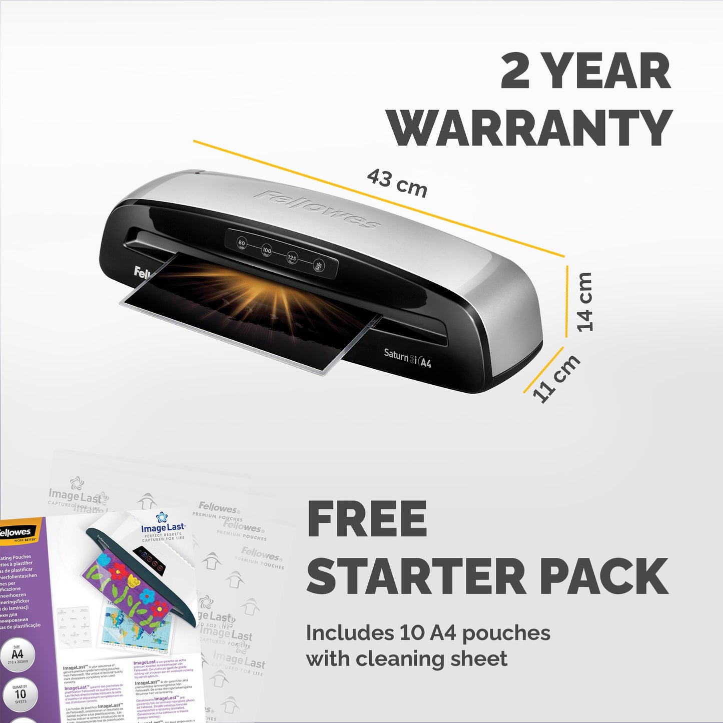 Fellowes Saturn 3i A4 Laminator Silver/Black 5724901