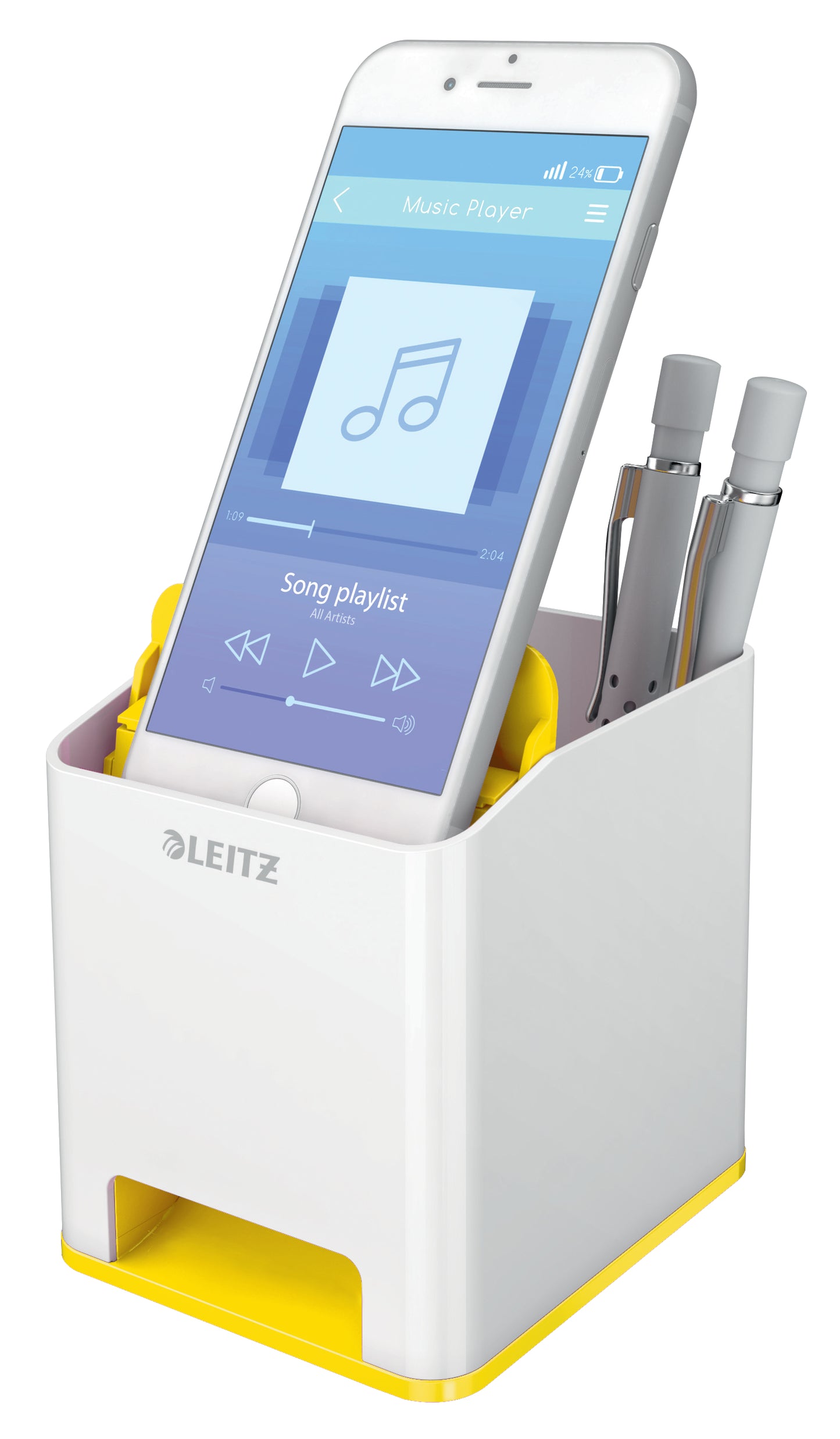 Leitz WOW Sound Pen Holder White/Yellow 53631016