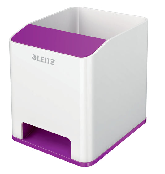 Leitz WOW Sound Pen Holder White/Purple 53631062 - NWT FM SOLUTIONS - YOUR CATERING WHOLESALER