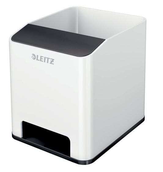 Leitz WOW Sound Pen Holder White/Black 53631095 - NWT FM SOLUTIONS - YOUR CATERING WHOLESALER
