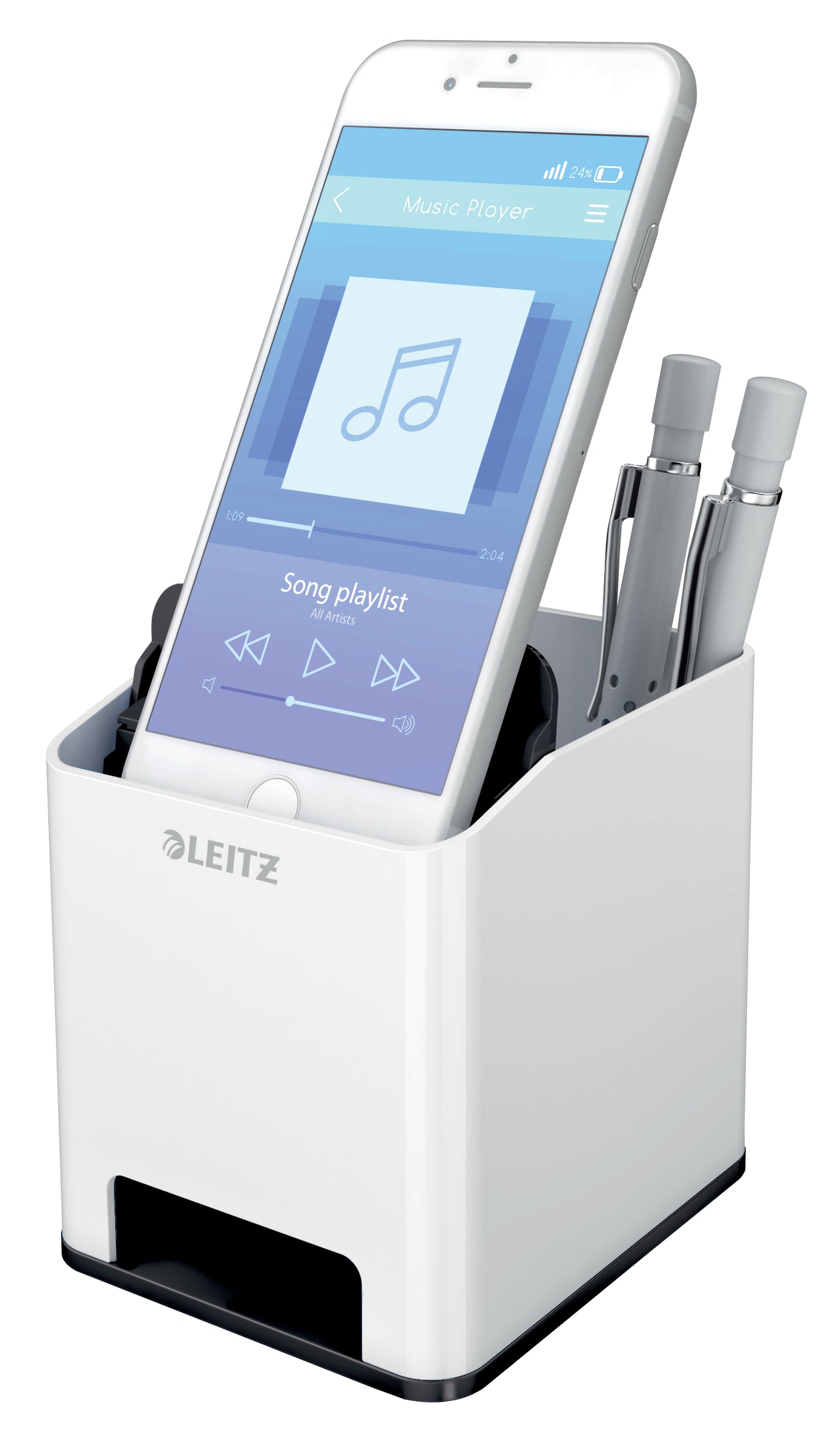 Leitz WOW Sound Pen Holder White/Black 53631095