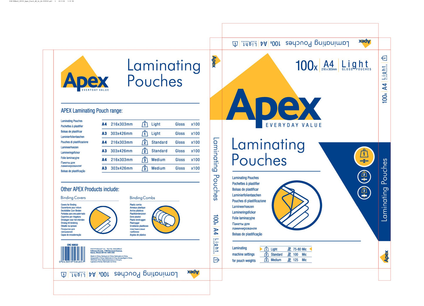 ValueX Laminating Pouch A4 2x75 Micron Gloss (Pack 100) 6003201