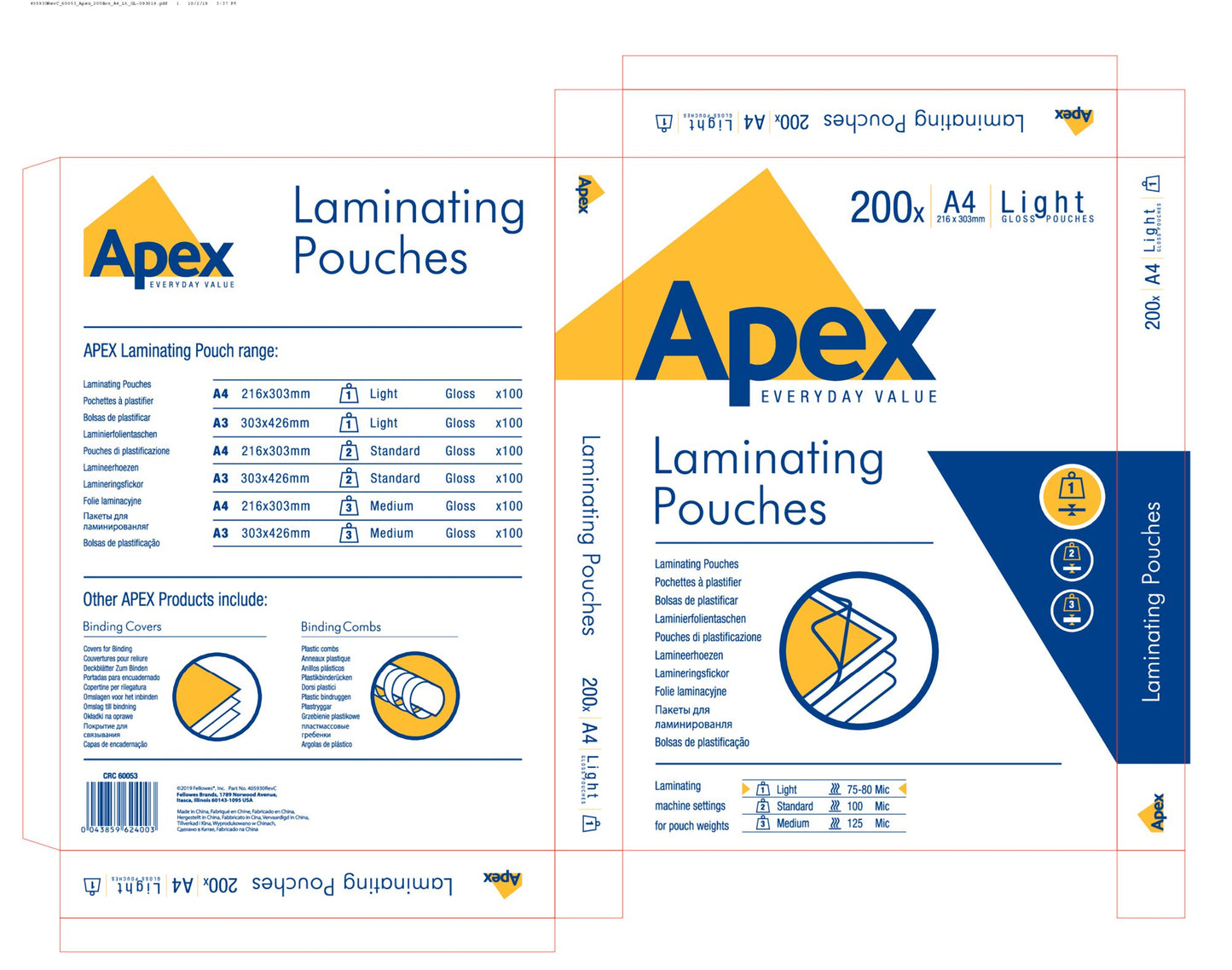 ValueX Laminating Pouch A4 2x75 Micron Gloss (Pack 200) 6005301