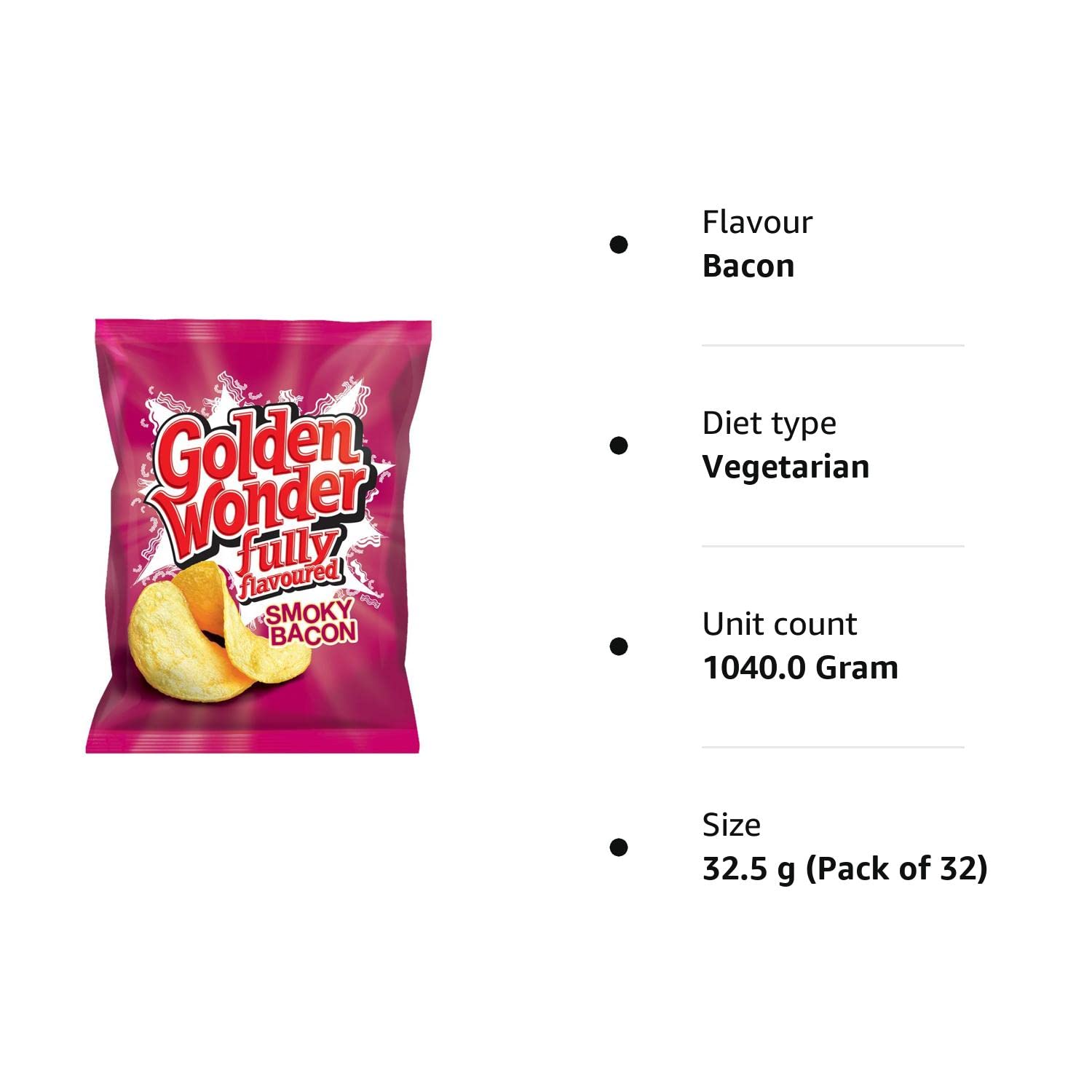 Golden Wonder Crisps Smoky Bacon Pack 32's - NWT FM SOLUTIONS - YOUR CATERING WHOLESALER