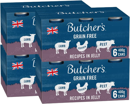 Butcher's Recipes in Jelly Dog Food Tins 6x400g  - NWT FM SOLUTIONS - YOUR CATERING WHOLESALER