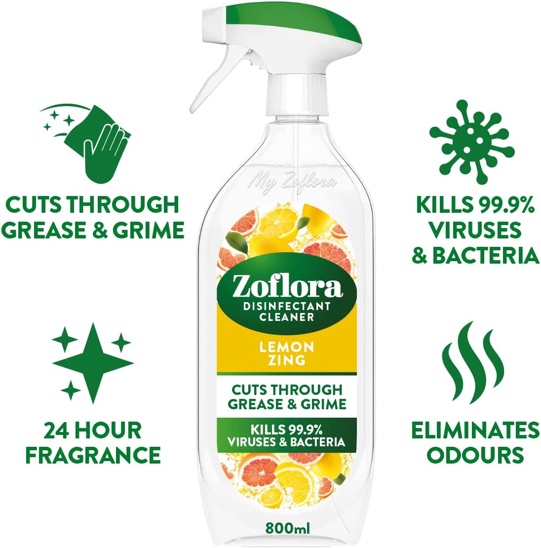 Zoflora Lemon Zing Trigger 800ml - NWT FM SOLUTIONS - YOUR CATERING WHOLESALER