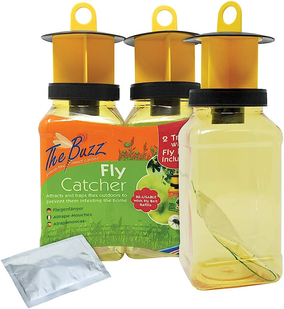 Zero-In STV Fly Catcher Traps | Twin Pack with Bait Zero | 2 Weeks Protection