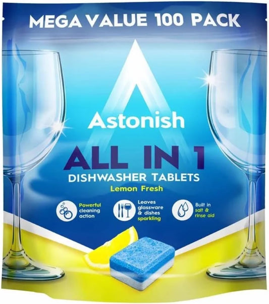Astonish All In 1 Dishwasher Tablets Lemon 100's - NWT FM SOLUTIONS - YOUR CATERING WHOLESALER