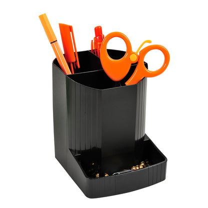 Exacompta ECOBlack Mini-Octo Recycled Pen Pot 3 Compartments Black - 675014D