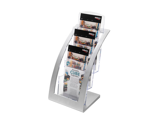 Deflecto Literature Holder 3 Tier DL Portrait Silver - 693645 - NWT FM SOLUTIONS - YOUR CATERING WHOLESALER