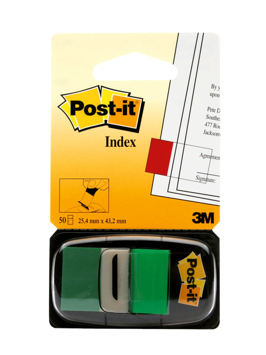 Post-it Index Flags Repositionable 25x43mm 12x50 Tabs Green (Pack 600) 7000029856 - NWT FM SOLUTIONS - YOUR CATERING WHOLESALER