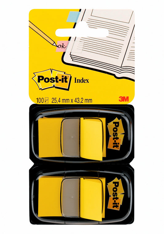 Post-It Index Dispenser Dual Pack Repositionable 25x43mm 2x50 Tabs Yellow (Pack 100) 680-Y2EU - 7000047707 - NWT FM SOLUTIONS - YOUR CATERING WHOLESALER