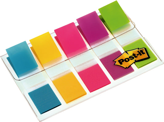 Post-it Index Flags Repositionable 12x43mm 5x20 Tabs Bright Assorted Colours (Pack 100) 683-5CB - 7000101800 - NWT FM SOLUTIONS - YOUR CATERING WHOLESALER