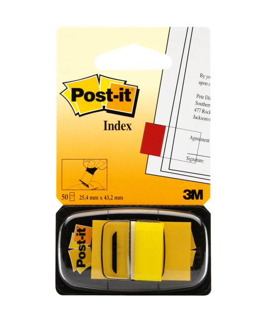Post-it Index Flags Repositionable 25x43mm 12x50 Tabs Yellow (Pack 600) 7100102671 - NWT FM SOLUTIONS - YOUR CATERING WHOLESALER
