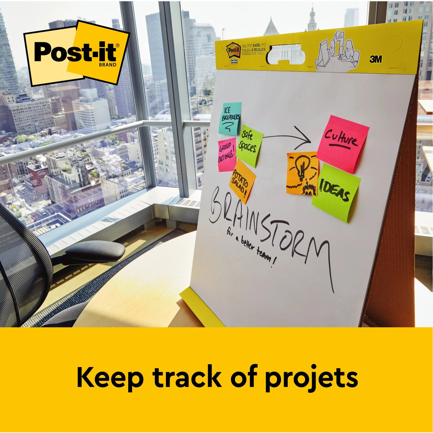 Post-it Table Top Meeting Chart Flipchart Pad Plain 584x508mm 20 Sheets White 563R - 7100171586