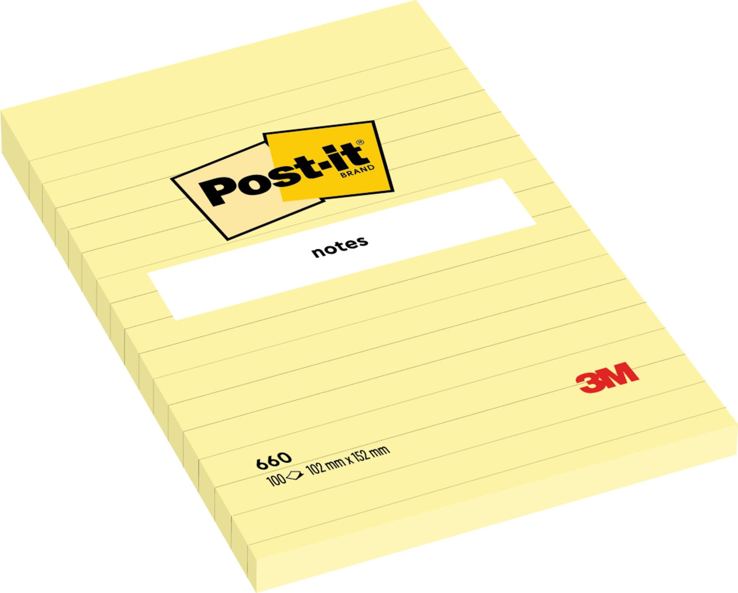 Post-it Notes Large Format Ruled 102x152mm 100 Sheets Yellow (Pack 6) 660 - 7100172753