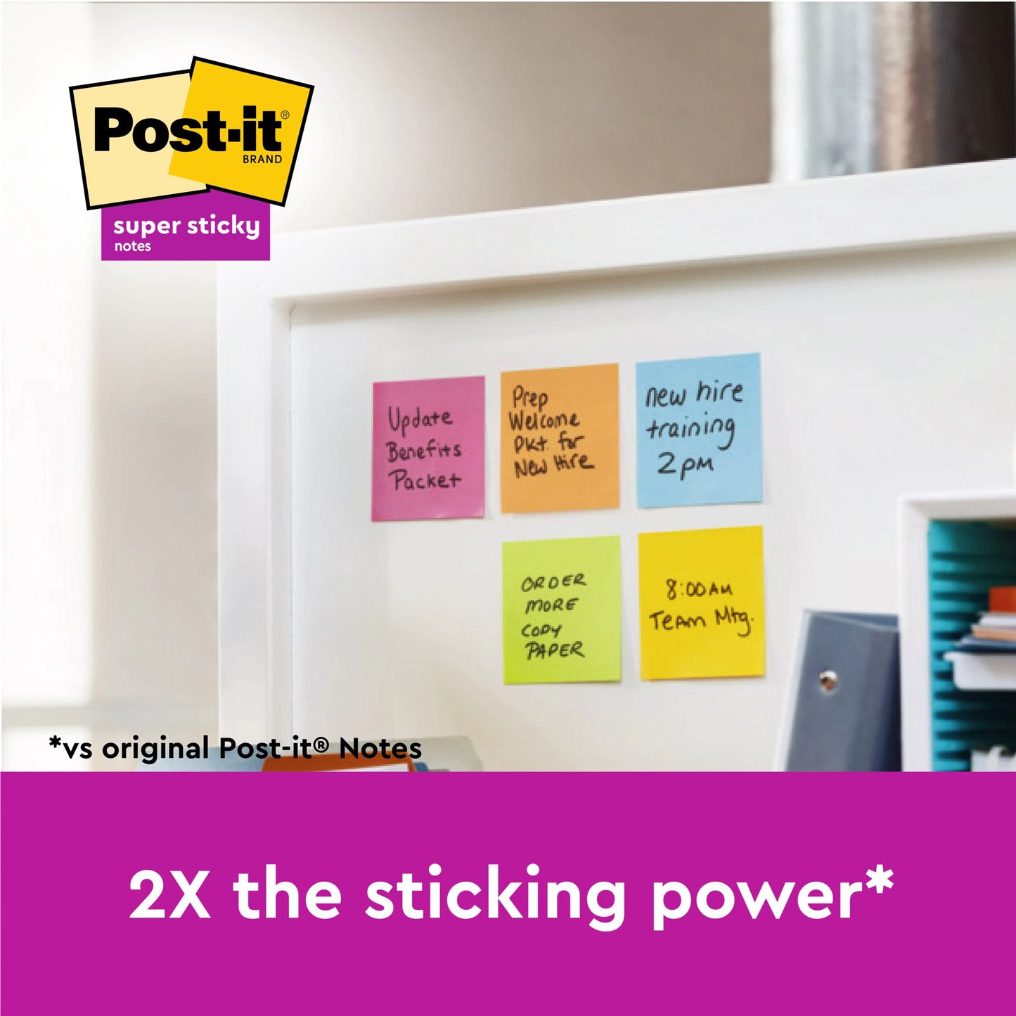Post-it Notes Super Sticky 76x76mm 90 Sheets Assorted Colours (Pack 24) 654-SS-VP24COL-EU - 7100234515