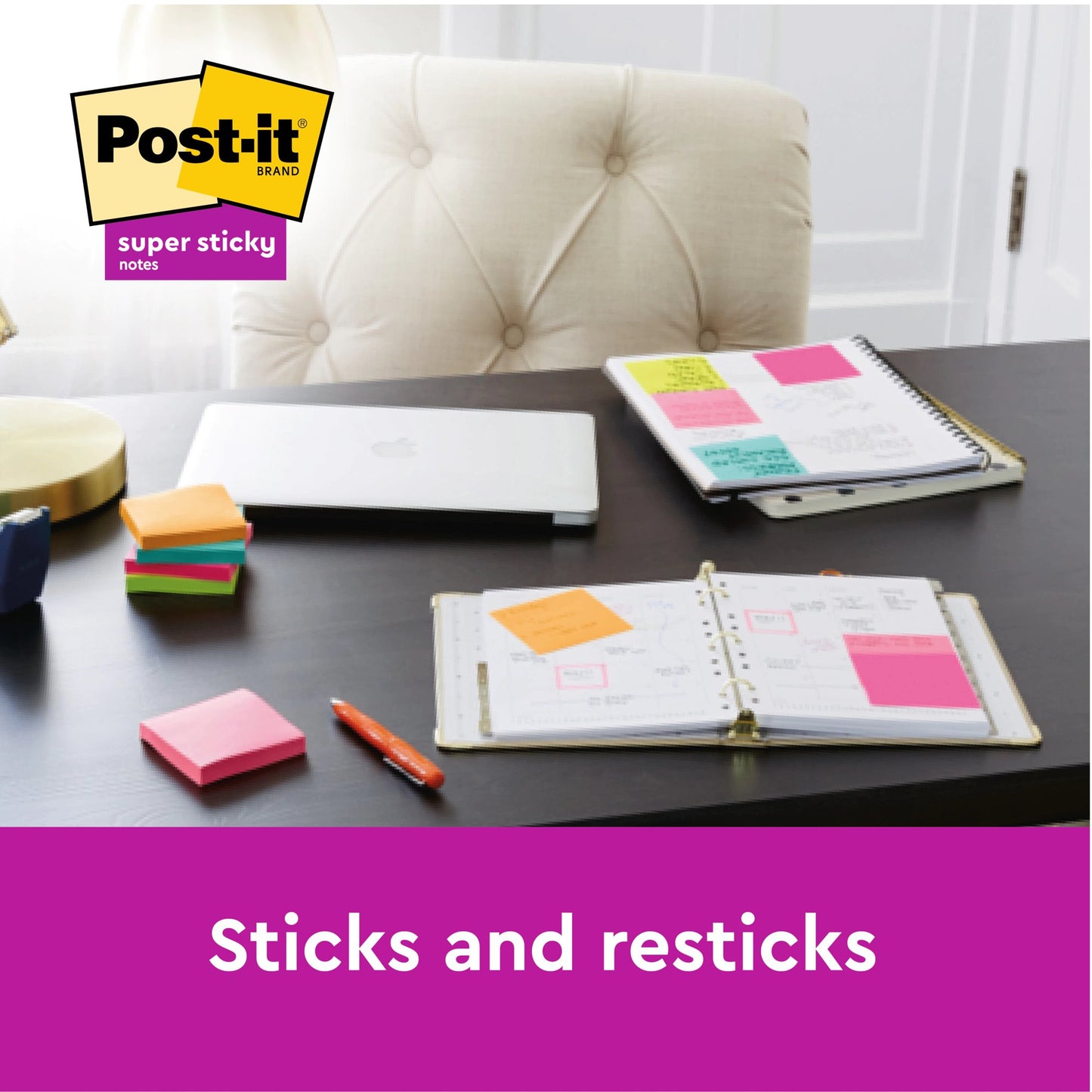 Post-it Super Sticky Notes 76x76mm 90 Sheets Carnival Colours (Pack 6) 7100147841