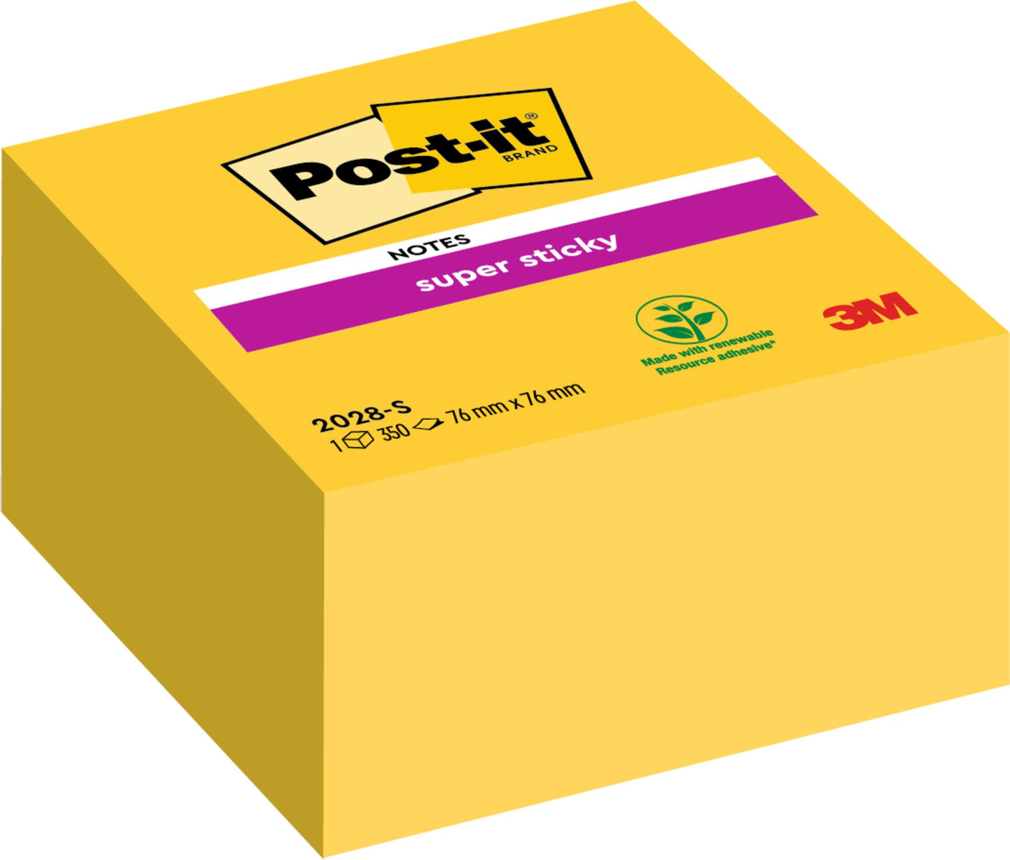 Post-it Super Sticky Notes Cube76 mm x 76 mm Yellow 350 Sheets Per Pad 7000029868 - NWT FM SOLUTIONS - YOUR CATERING WHOLESALER