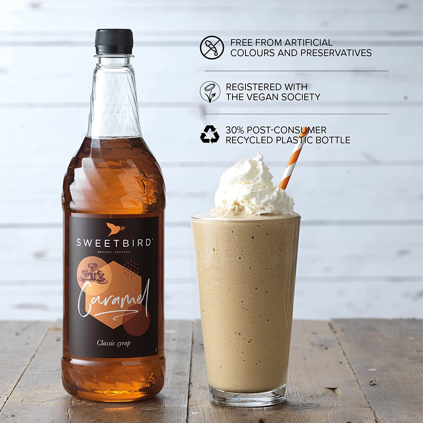 Sweetbird Caramel Coffee Syrup 1litre (Plastic)