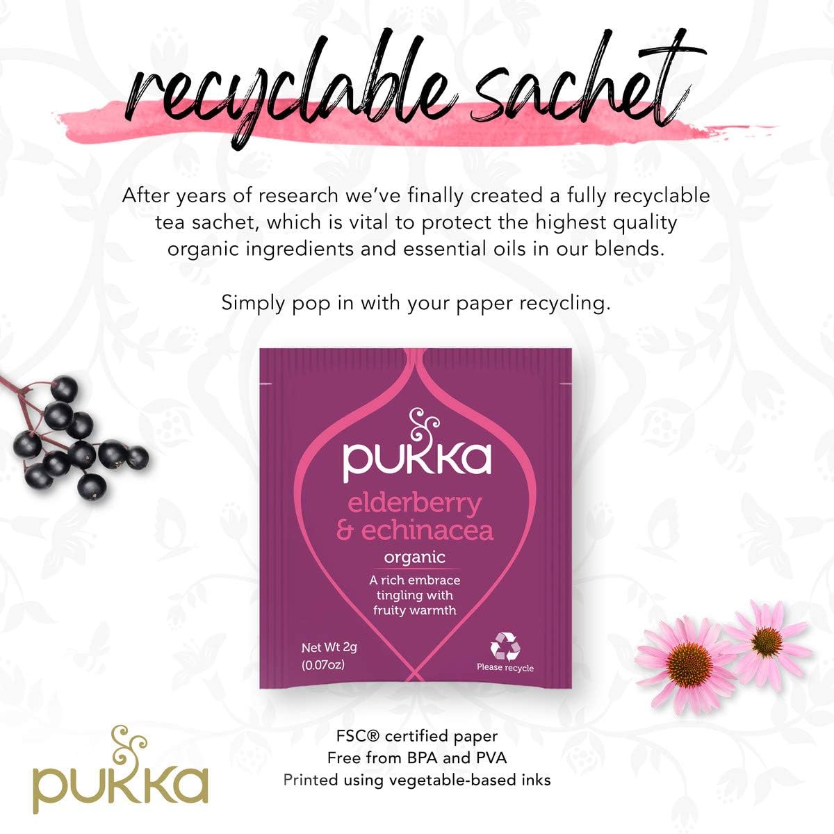 Pukka Tea Elderberry & Echinacea Envelopes 20's