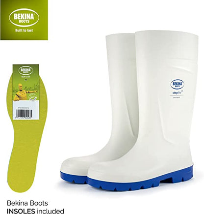 Bekina Steplite Easy Grip White Safety Wellies Size 6.5 - NWT FM SOLUTIONS - YOUR CATERING WHOLESALER