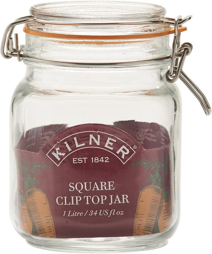 Kilner Square Clip Top Jar 1 Litre