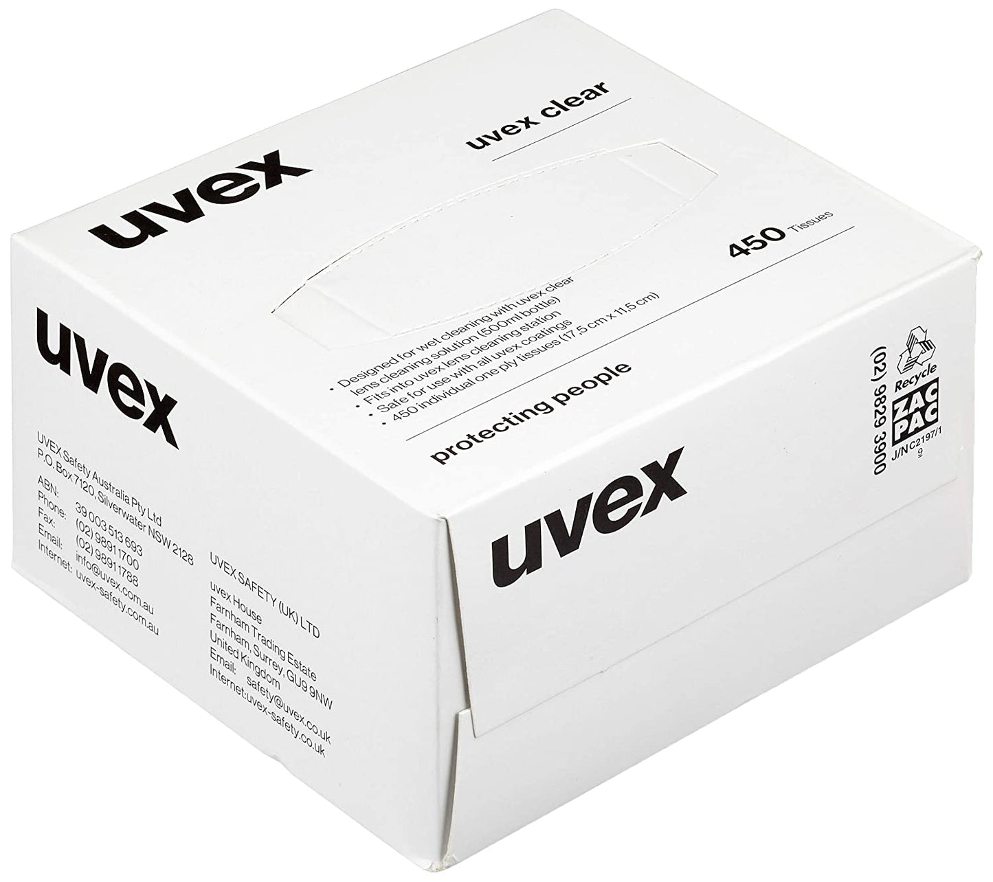 Uvex Formulated Cleaning Tissues/Wipes Box x 450