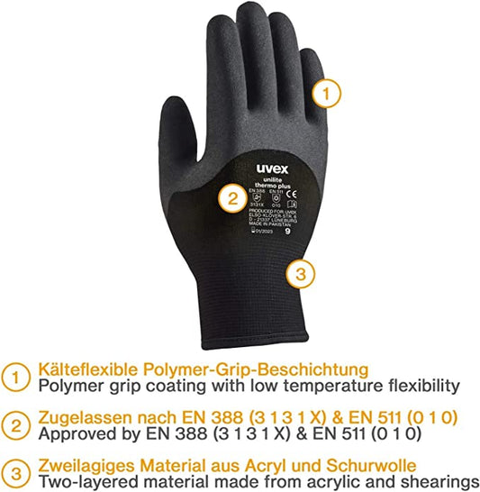 Uvex Unilite Medium Thermo Gloves (Pair) - NWT FM SOLUTIONS - YOUR CATERING WHOLESALER
