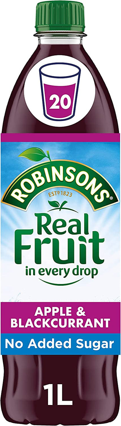 Robinsons (No Added Sugar) Apple & Blackcurrant 1litre - NWT FM SOLUTIONS - YOUR CATERING WHOLESALER