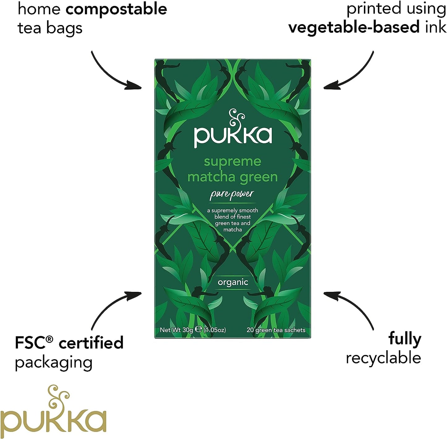 Pukka Tea Supreme Matcha Green Envelopes 20's